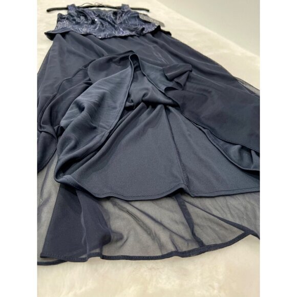 NWT Alex Evenings Size 8P Square Neck Sequin Waves Midi Dress Navy *Dress Only* - Picture 8 of 12